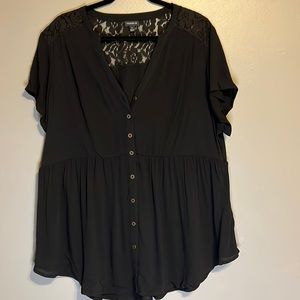 NWOT Torrid Black Gauze Top
